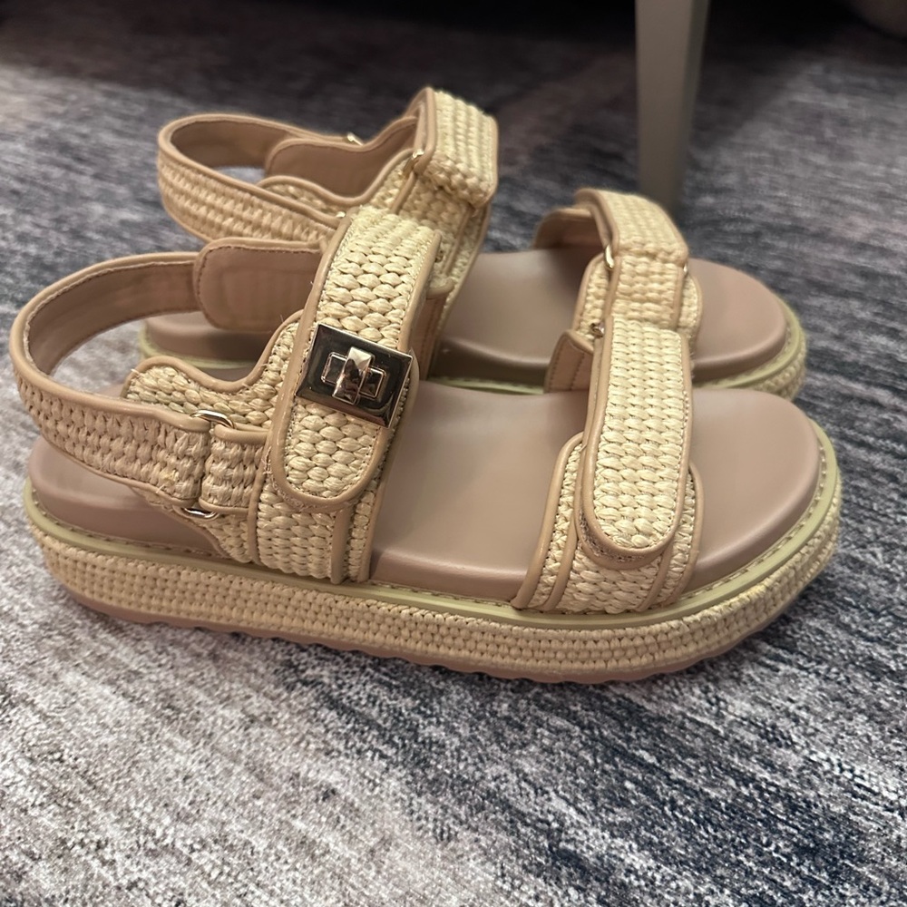 NEW! Beige Woven Platform Sandals - Picture 6 of 7